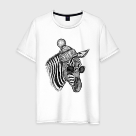 Мужская футболка хлопок с принтом Зебра хипстер в Курске, 100% хлопок | прямой крой, круглый вырез горловины, длина до линии бедер, слегка спущенное плечо. | 