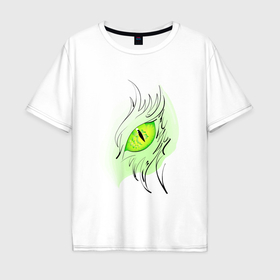 Мужская футболка хлопок Oversize с принтом Зелёный глаз дракона , 100% хлопок | свободный крой, круглый ворот, “спинка” длиннее передней части | Тематика изображения на принте: 