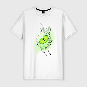 Мужская футболка хлопок Slim с принтом Зелёный глаз дракона , 92% хлопок, 8% лайкра | приталенный силуэт, круглый вырез ворота, длина до линии бедра, короткий рукав | Тематика изображения на принте: 