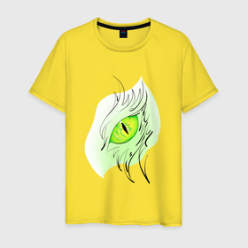 Мужская футболка хлопок с принтом Зелёный глаз дракона , 100% хлопок | прямой крой, круглый вырез горловины, длина до линии бедер, слегка спущенное плечо. | Тематика изображения на принте: 