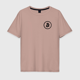 Мужская футболка хлопок Oversize с принтом Биткоин криптовалюта в Курске, 100% хлопок | свободный крой, круглый ворот, “спинка” длиннее передней части | 