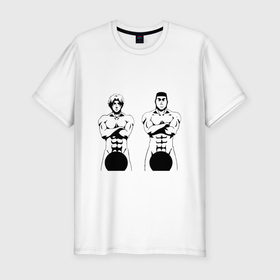 Мужская футболка хлопок Slim с принтом Токита и Котобуки   Необъятный океан , 92% хлопок, 8% лайкра | приталенный силуэт, круглый вырез ворота, длина до линии бедра, короткий рукав | 
