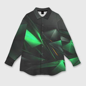 Мужская рубашка oversize 3D с принтом Зеленая   геометрическая абстракция в Тюмени,  |  | 