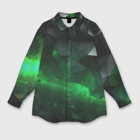Мужская рубашка oversize 3D с принтом Трехмерность зеленой  фигуры в Белгороде,  |  | 