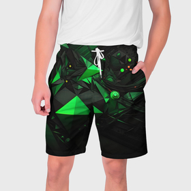 Мужские шорты 3D с принтом Абстрактный лабиринт зелени в Кировске,  полиэстер 100% | прямой крой, два кармана без застежек по бокам. Мягкая трикотажная резинка на поясе, внутри которой широкие завязки. Длина чуть выше колен | 