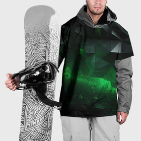 Накидка на куртку 3D с принтом Асимметрия зеленого узора в Тюмени, 100% полиэстер |  | 