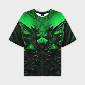Мужская футболка oversize 3D с принтом Асимметрия  зеленого узора в Тюмени,  |  | 