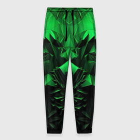 Мужские брюки 3D с принтом Асимметрия  зеленого узора в Тюмени, 100% полиэстер | манжеты по низу, эластичный пояс регулируется шнурком, по бокам два кармана без застежек, внутренняя часть кармана из мелкой сетки | 
