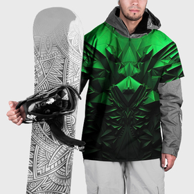 Накидка на куртку 3D с принтом Асимметрия  зеленого узора в Тюмени, 100% полиэстер |  | 