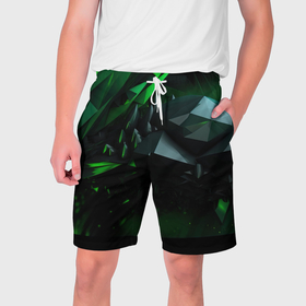 Мужские шорты 3D с принтом Гармония зеленого хаоса в Белгороде,  полиэстер 100% | прямой крой, два кармана без застежек по бокам. Мягкая трикотажная резинка на поясе, внутри которой широкие завязки. Длина чуть выше колен | 