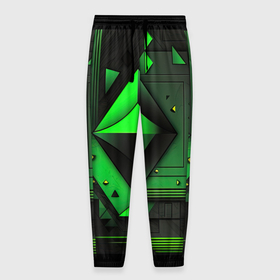 Мужские брюки 3D с принтом Асимметричный узор  зелени в Санкт-Петербурге, 100% полиэстер | манжеты по низу, эластичный пояс регулируется шнурком, по бокам два кармана без застежек, внутренняя часть кармана из мелкой сетки | 