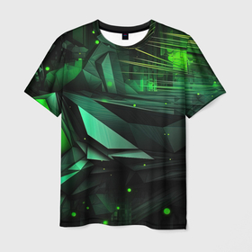 Мужская футболка 3D с принтом Мир абстрактной  зелени в Екатеринбурге, 100% полиэфир | прямой крой, круглый вырез горловины, длина до линии бедер | Тематика изображения на принте: 