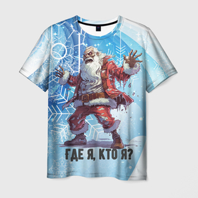 Мужская футболка 3D с принтом Санта зомби в Екатеринбурге, 100% полиэфир | прямой крой, круглый вырез горловины, длина до линии бедер | 