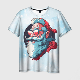 Мужская футболка 3D с принтом Кричащий Санта , 100% полиэфир | прямой крой, круглый вырез горловины, длина до линии бедер | 
