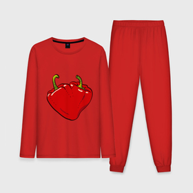 Мужская пижама с лонгсливом хлопок с принтом Сердце из красных перцев как символ любви к еде ,  |  | 