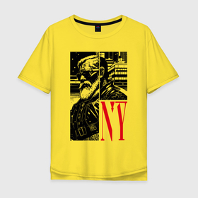 Мужская футболка хлопок Oversize с принтом Брутальный новый год в Курске, 100% хлопок | свободный крой, круглый ворот, “спинка” длиннее передней части | 