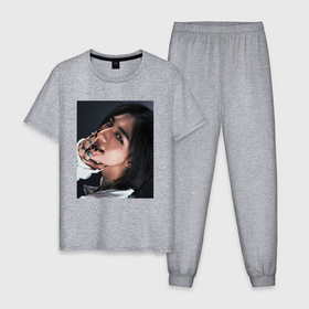 Мужская пижама хлопок с принтом Hyunjin Rock Star Stray Kids в Екатеринбурге, 100% хлопок | брюки и футболка прямого кроя, без карманов, на брюках мягкая резинка на поясе и по низу штанин
 | 