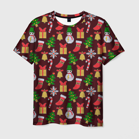 Мужская футболка 3D с принтом Christmas sparkles , 100% полиэфир | прямой крой, круглый вырез горловины, длина до линии бедер | Тематика изображения на принте: 