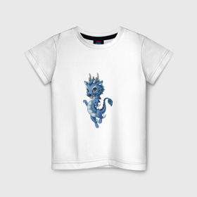 Детская футболка хлопок с принтом Дракон Бейби в Курске, 100% хлопок | круглый вырез горловины, полуприлегающий силуэт, длина до линии бедер | Тематика изображения на принте: 