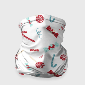 Бандана-труба 3D с принтом Новогодние конфетки и подарки в Кировске, 100% полиэстер, ткань с особыми свойствами — Activecool | плотность 150‒180 г/м2; хорошо тянется, но сохраняет форму | 