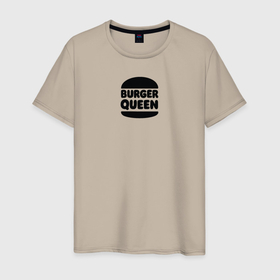 Мужская футболка хлопок с принтом Бургер квин в Санкт-Петербурге, 100% хлопок | прямой крой, круглый вырез горловины, длина до линии бедер, слегка спущенное плечо. | 