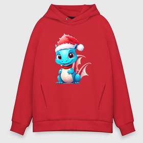 Мужское худи Oversize хлопок с принтом Драконишка 2024 в городе Новоалтайск, френч-терри — 70% хлопок, 30% полиэстер. Мягкий теплый начес внутри —100% хлопок | боковые карманы, эластичные манжеты и нижняя кромка, капюшон на магнитной кнопке | Тематика изображения на принте: 