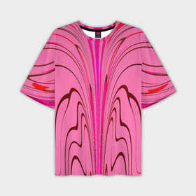 Мужская футболка oversize 3D с принтом Плавные линии на розовом фоне ,  |  | 