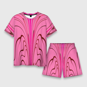 Мужской костюм с шортами 3D с принтом Плавные линии на розовом фоне ,  |  | 