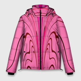 Мужская зимняя куртка 3D с принтом Плавные линии на розовом фоне , верх — 100% полиэстер; подкладка — 100% полиэстер; утеплитель — 100% полиэстер | длина ниже бедра, свободный силуэт Оверсайз. Есть воротник-стойка, отстегивающийся капюшон и ветрозащитная планка. 

Боковые карманы с листочкой на кнопках и внутренний карман на молнии. | 
