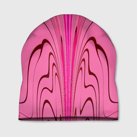 Шапка 3D с принтом Плавные линии на розовом фоне , 100% полиэстер | универсальный размер, печать по всей поверхности изделия | 