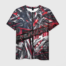 Мужская футболка 3D с принтом Киберпанк броня красная в Кировске, 100% полиэфир | прямой крой, круглый вырез горловины, длина до линии бедер | 