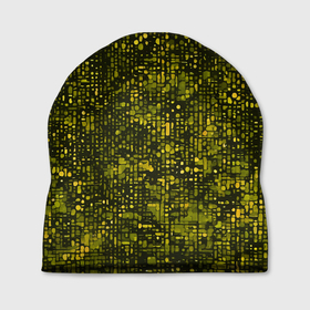 Шапка 3D с принтом Жёлтые точки на чёрном фоне в Кировске, 100% полиэстер | универсальный размер, печать по всей поверхности изделия | 
