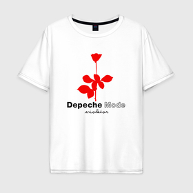 Мужская футболка хлопок Oversize с принтом Depeche Mode   Violator album logo в Екатеринбурге, 100% хлопок | свободный крой, круглый ворот, “спинка” длиннее передней части | 