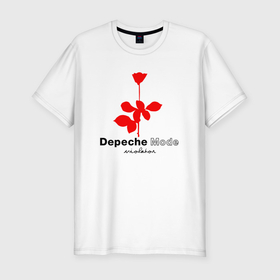 Мужская футболка хлопок Slim с принтом Depeche Mode   Violator album logo в Белгороде, 92% хлопок, 8% лайкра | приталенный силуэт, круглый вырез ворота, длина до линии бедра, короткий рукав | Тематика изображения на принте: 