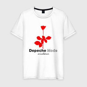 Мужская футболка хлопок с принтом Depeche Mode   Violator album logo в Белгороде, 100% хлопок | прямой крой, круглый вырез горловины, длина до линии бедер, слегка спущенное плечо. | Тематика изображения на принте: 