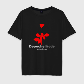 Мужская футболка хлопок Oversize с принтом Depeche Mode   Violator rose logo в Тюмени, 100% хлопок | свободный крой, круглый ворот, “спинка” длиннее передней части | 