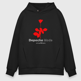 Мужское худи Oversize хлопок с принтом Depeche Mode   Violator rose logo в Петрозаводске, френч-терри — 70% хлопок, 30% полиэстер. Мягкий теплый начес внутри —100% хлопок | боковые карманы, эластичные манжеты и нижняя кромка, капюшон на магнитной кнопке | 