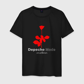Мужская футболка хлопок с принтом Depeche Mode   Violator rose logo в Курске, 100% хлопок | прямой крой, круглый вырез горловины, длина до линии бедер, слегка спущенное плечо. | 