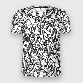Мужская футболка 3D Slim с принтом Горная структура камней в Петрозаводске, 100% полиэстер с улучшенными характеристиками | приталенный силуэт, круглая горловина, широкие плечи, сужается к линии бедра | 