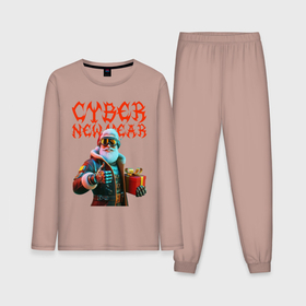 Мужская пижама с лонгсливом хлопок с принтом Santa with gift   cyberpunk   ai art в Тюмени,  |  | 