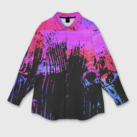Мужская рубашка oversize 3D с принтом Розово синий сочный гранж в Петрозаводске,  |  | 