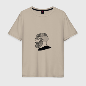 Мужская футболка хлопок Oversize с принтом Мужик мем да в Тюмени, 100% хлопок | свободный крой, круглый ворот, “спинка” длиннее передней части | 