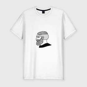 Мужская футболка хлопок Slim с принтом Мужик мем да в Тюмени, 92% хлопок, 8% лайкра | приталенный силуэт, круглый вырез ворота, длина до линии бедра, короткий рукав | 