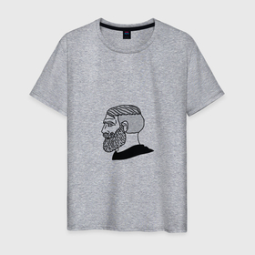 Мужская футболка хлопок с принтом Мужик мем да в Новосибирске, 100% хлопок | прямой крой, круглый вырез горловины, длина до линии бедер, слегка спущенное плечо. | 
