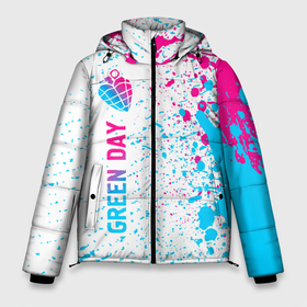 Мужская зимняя куртка 3D с принтом Green Day neon gradient style по вертикали в Кировске, верх — 100% полиэстер; подкладка — 100% полиэстер; утеплитель — 100% полиэстер | длина ниже бедра, свободный силуэт Оверсайз. Есть воротник-стойка, отстегивающийся капюшон и ветрозащитная планка. 

Боковые карманы с листочкой на кнопках и внутренний карман на молнии. | 