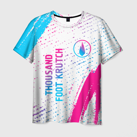 Мужская футболка 3D с принтом Thousand Foot Krutch neon gradient style вертикально в Петрозаводске, 100% полиэфир | прямой крой, круглый вырез горловины, длина до линии бедер | 