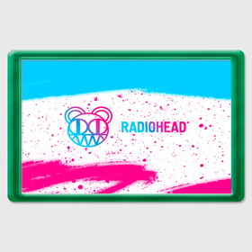 Магнит 45*70 с принтом Radiohead neon gradient style по горизонтали , Пластик | Размер: 78*52 мм; Размер печати: 70*45 | 