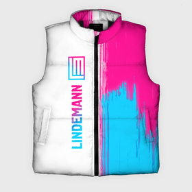 Мужской жилет утепленный 3D с принтом Lindemann neon gradient style по вертикали в городе Новоалтайск,  |  | Тематика изображения на принте: 