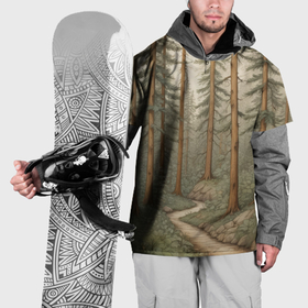 Накидка на куртку 3D с принтом Лесная тропинка в Петрозаводске, 100% полиэстер |  | 