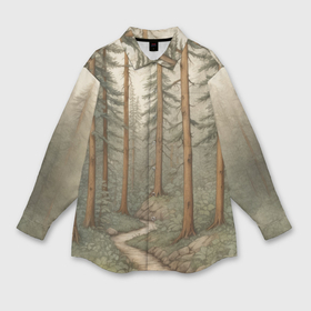 Мужская рубашка oversize 3D с принтом Лесная тропинка в Курске,  |  | 